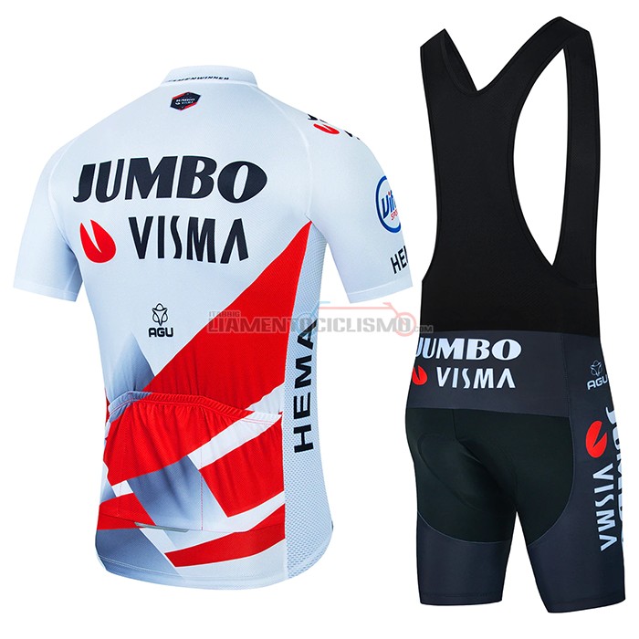 Abbigliamento Ciclismo Jumbo Visma Manica Corta 2022 Rosso Bianco
